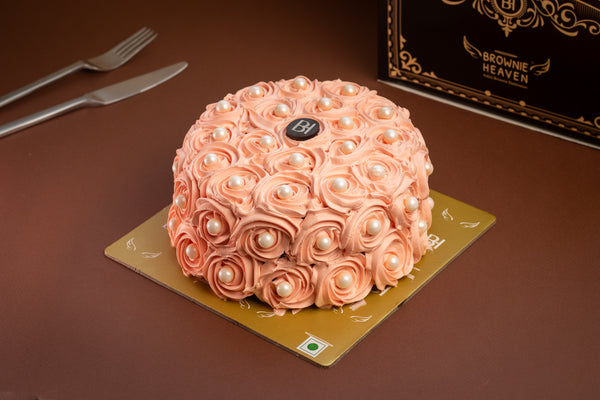 Pink Rose Strawberry Chocolate Cake  (1/2 Kg - Eggless)