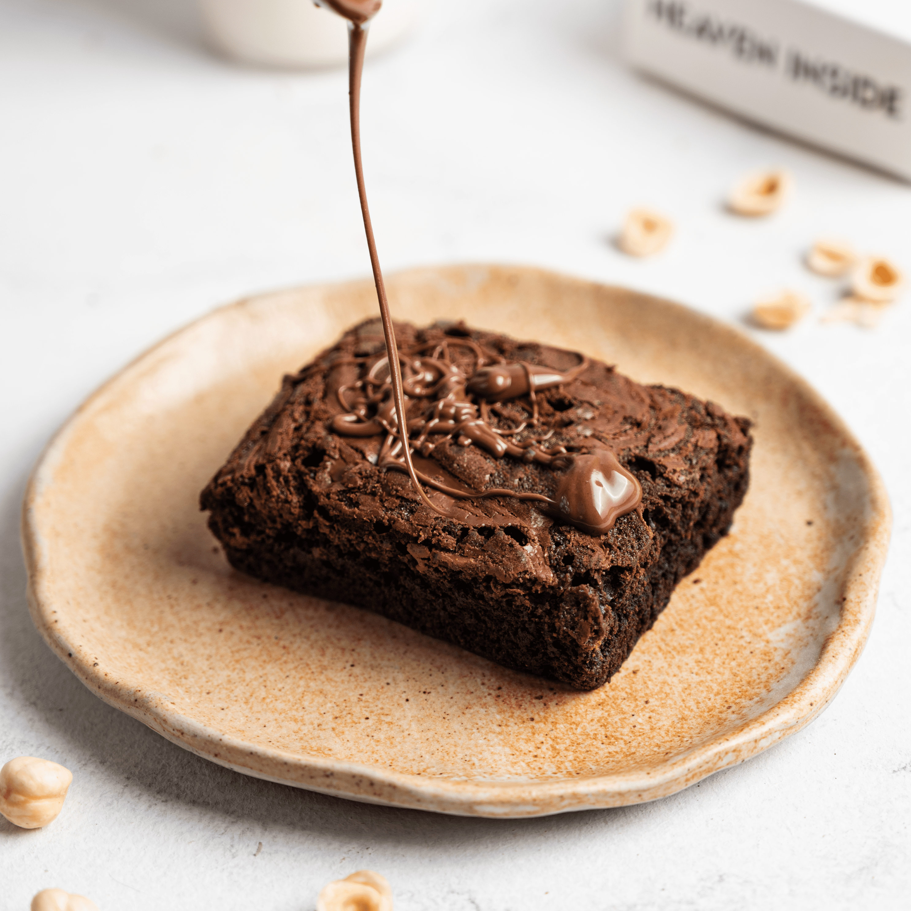 Eggless Choco Hazelnut Spread Brownie